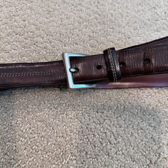Coach Leather Belt Size 36 Classic Dark Brown Contrast Stitch Nickel Hardware - Picture 4 of 12